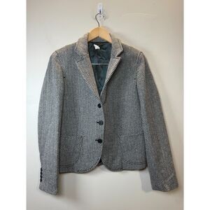 J.Crew Wool Herringbone Blazer Women's Small Gray Tailored Casual Jacket